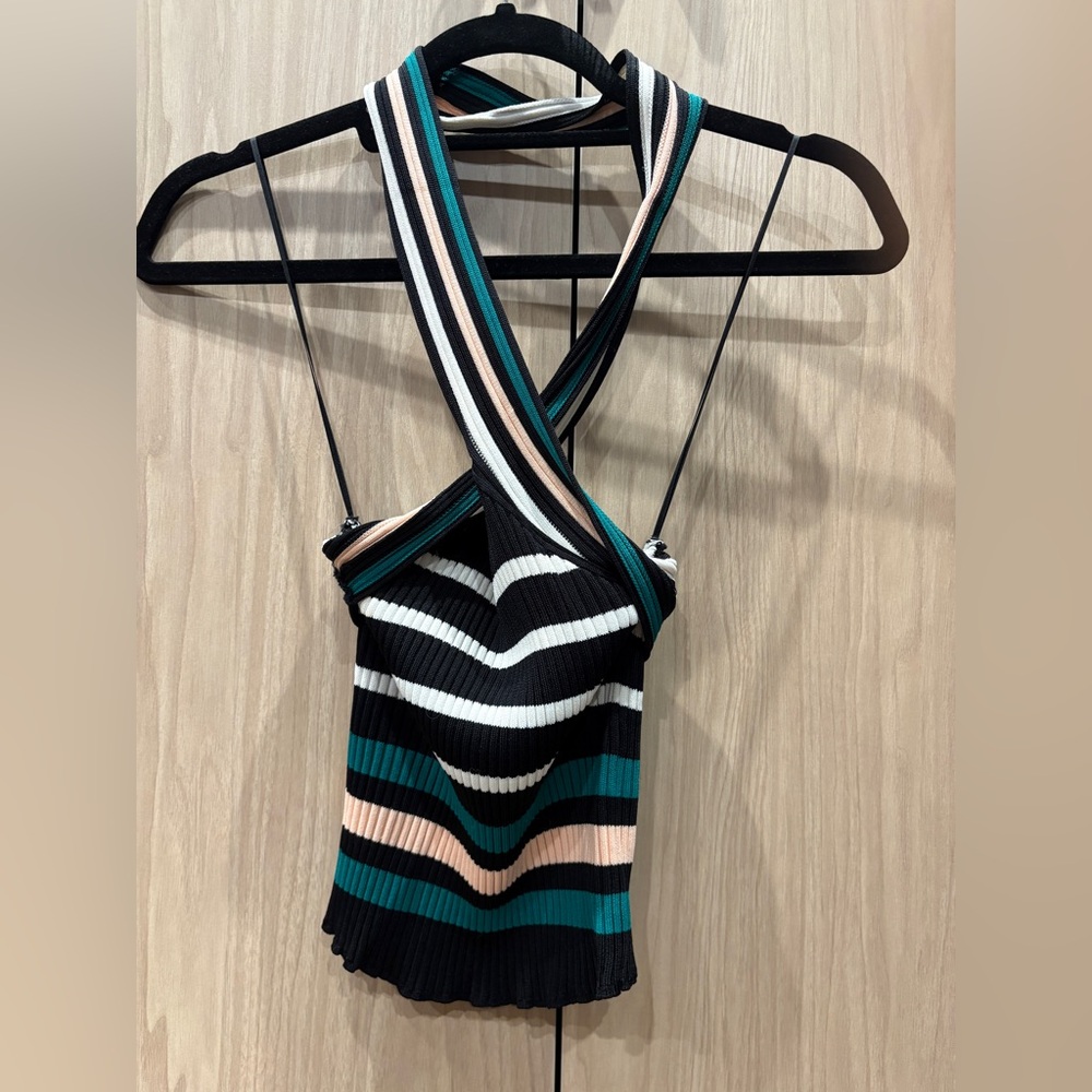 Scripted Crossed halter tube top Size XS